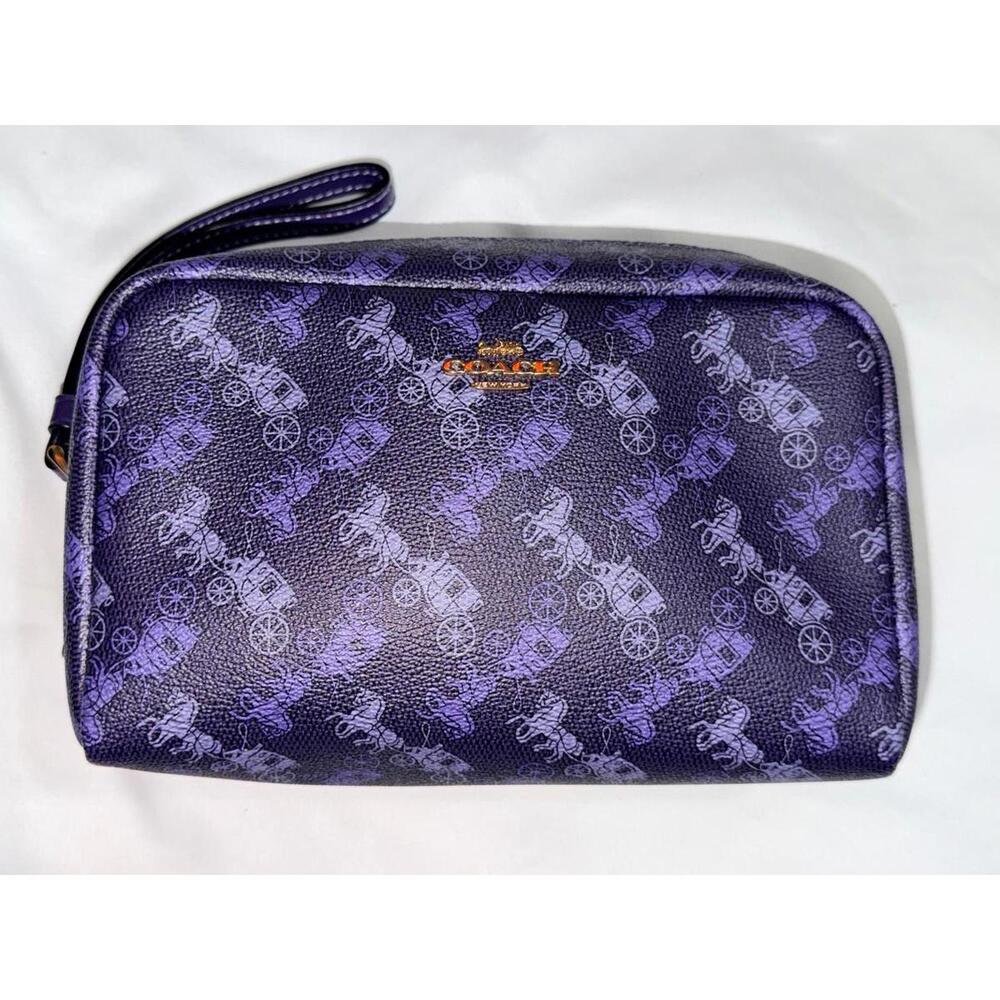 Coach Boxy Cosmetic Case With Horse And Carriage Print